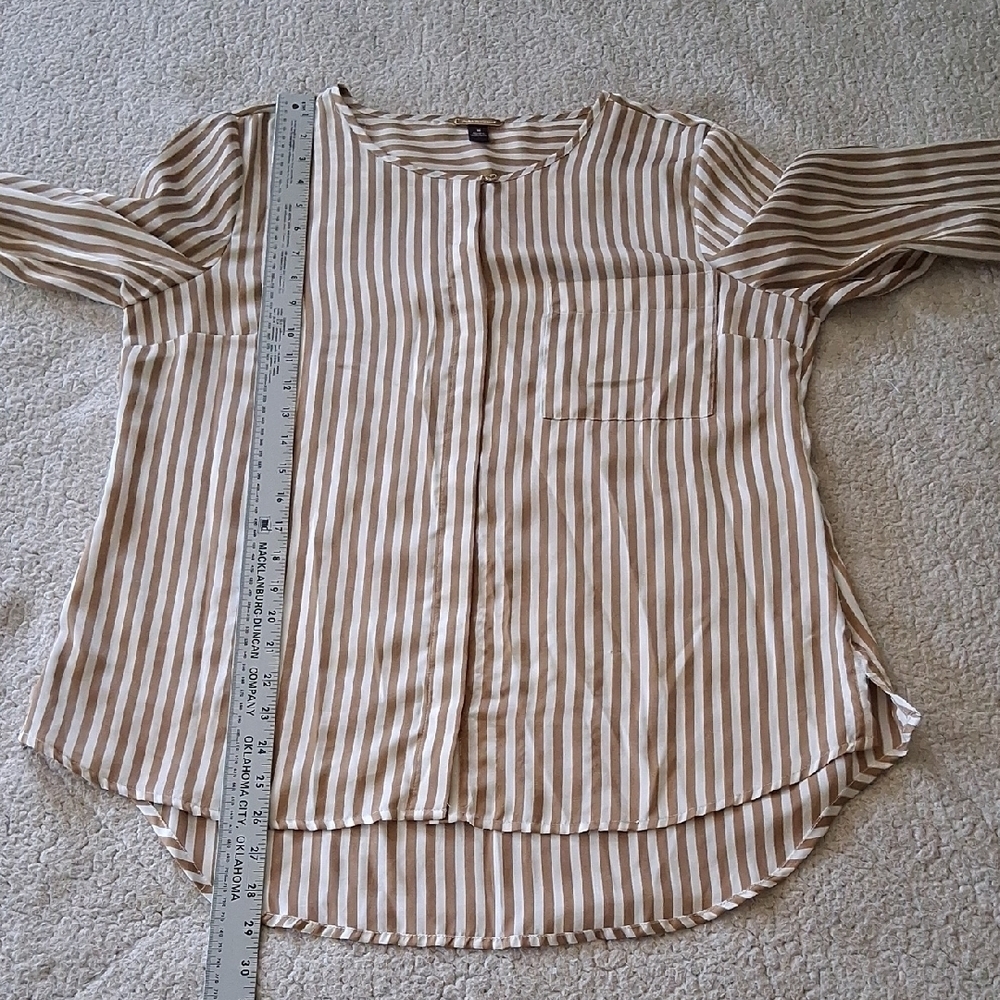 Dana Buchman Beige And White Striped Blouse - Picture 4 of 5